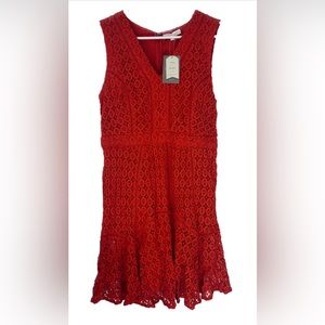Stunning NWT Medium Anthropology Crochet Dress (San & Soni). Bright coral color!